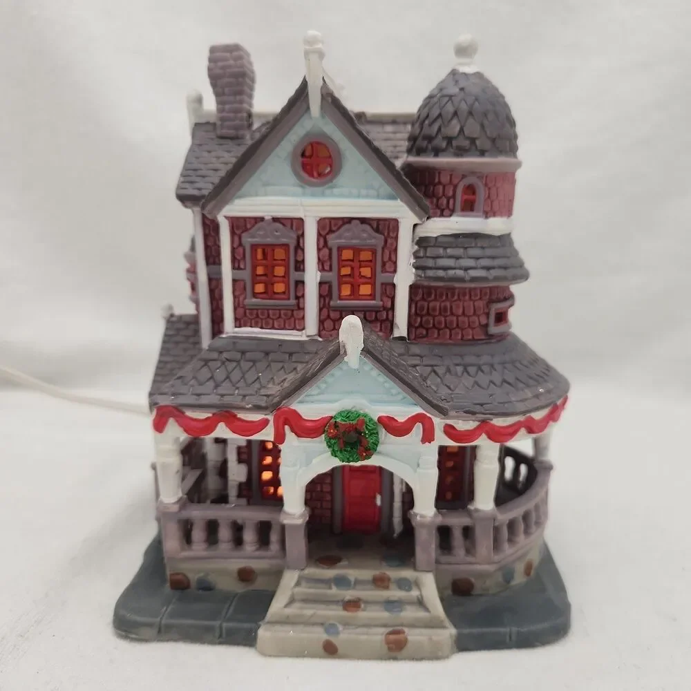 House Lemax Harris Residence Porcelain Lighted Building Xmas Village 2006 7